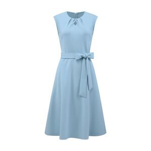 Women's A-Line Sleeveless Dress Tie Waist Summer Work Flare Dress Light Blue